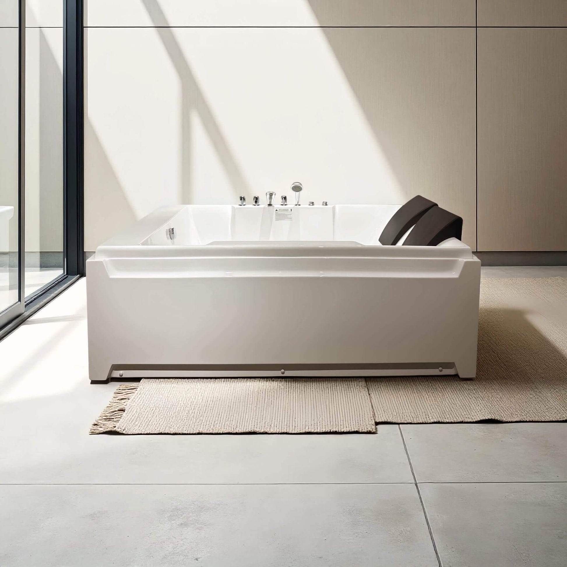 Nuvia Sapphire 73-Inch Luxury 2-Person Whirlpool Hydro Massage Jetted Bathtub With Chromatherapy Lights (SAK68031)