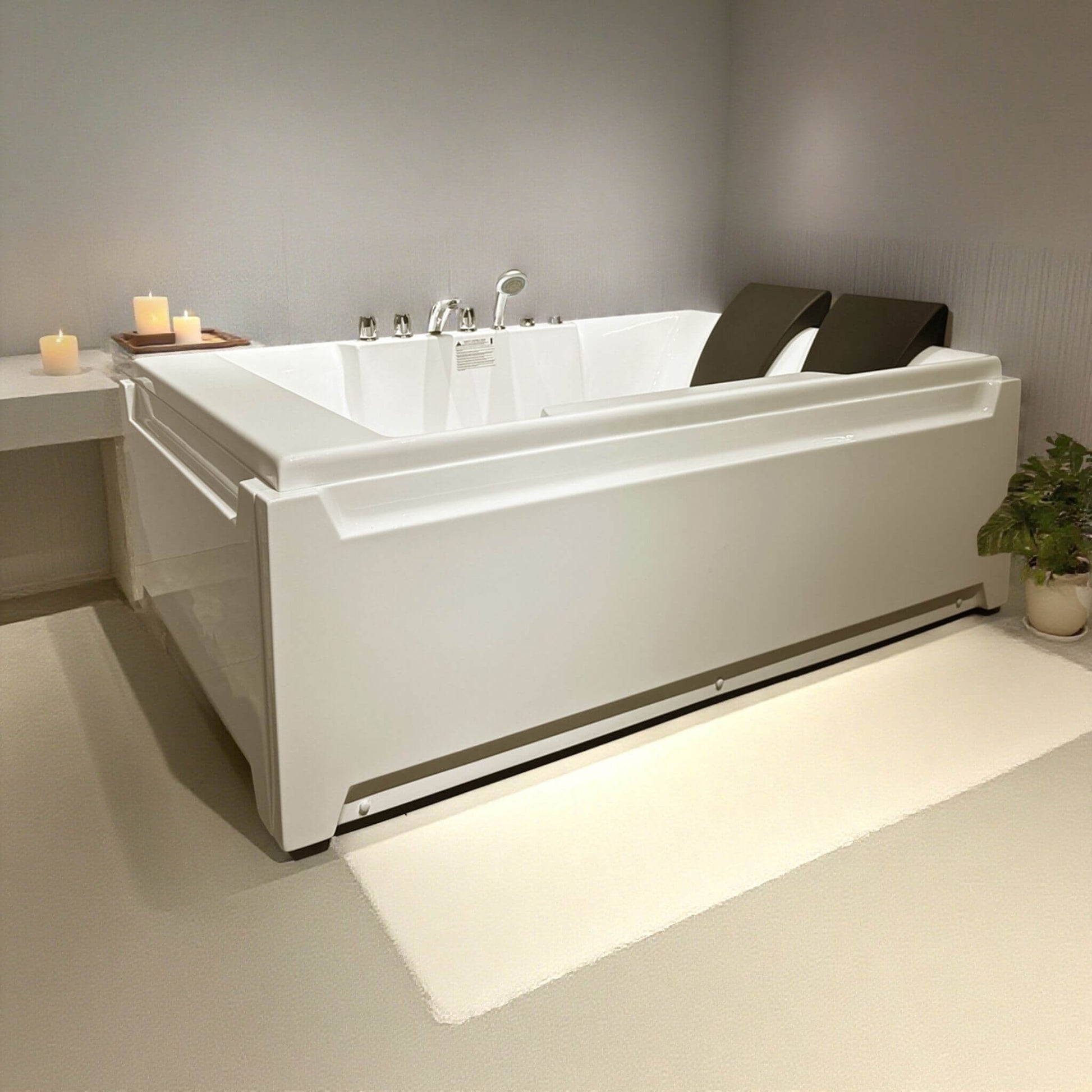 Nuvia Sapphire 73-Inch Luxury 2-Person Whirlpool Hydro Massage Jetted Bathtub With Chromatherapy Lights (SAK68031)