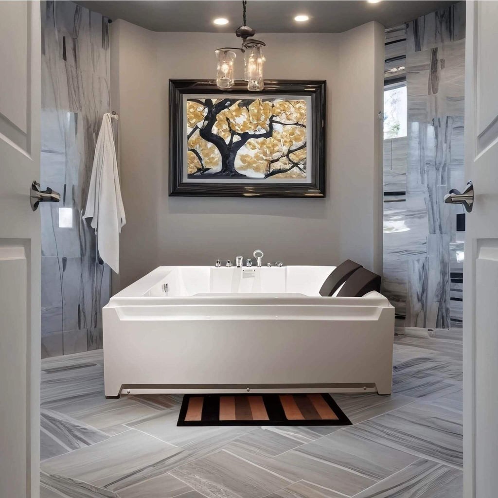 Nuvia Sapphire 73-Inch Luxury 2-Person Whirlpool Hydro Massage Jetted Bathtub With Chromatherapy Lights (SAK68031)
