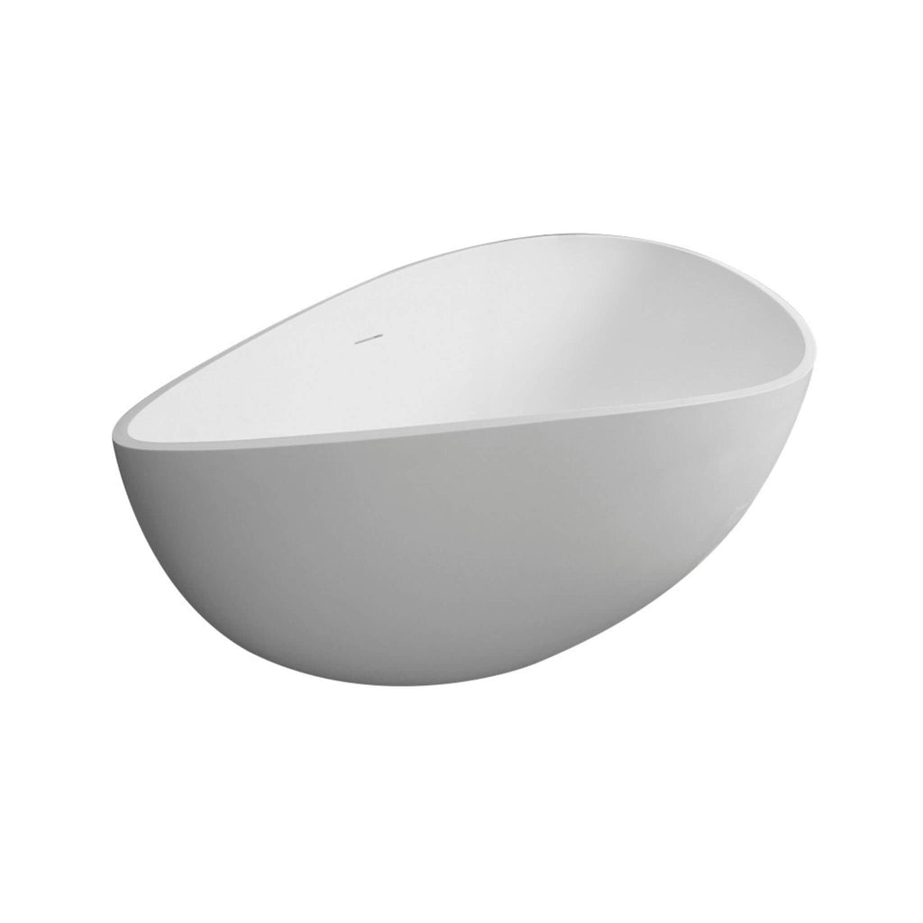 Nuvia Prestige Luxury 63-Inch Matte White Freestanding Soaking Bathtub With Overflow And Pop-Up Drain (SAK56208)