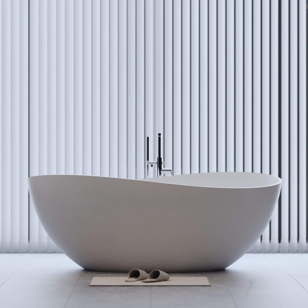 Nuvia Prestige Luxury 63-Inch Matte White Freestanding Soaking Bathtub With Overflow And Pop-Up Drain (SAK56208)