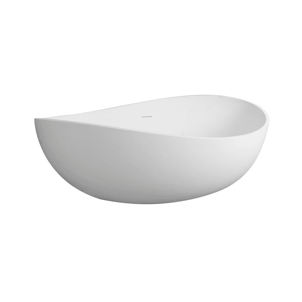 Nuvia Prestige Luxury 63-Inch Matte White Freestanding Soaking Bathtub With Overflow And Pop-Up Drain (SAK56208)