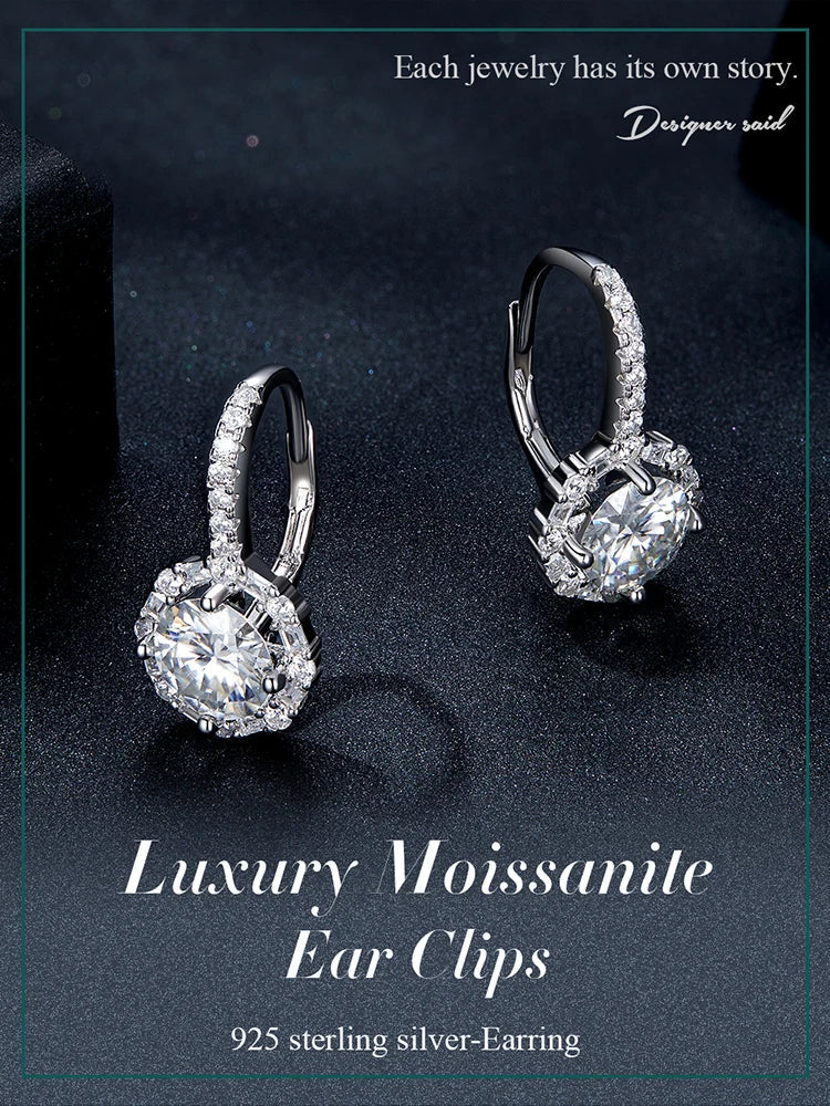 1.0ct Moissanite Hoop Earrings For Women Sterling Silver 925 Sparkling Engagement Wedding Gift