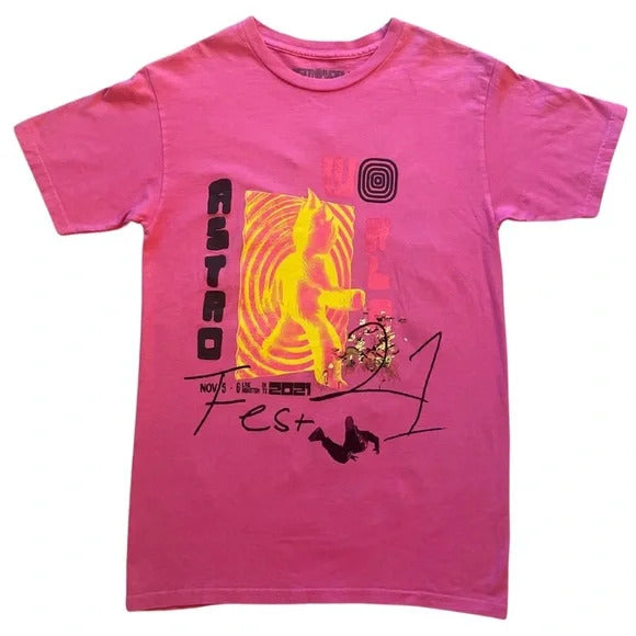 Travis Scott 2021 Astroworld Festival Pink Crew Neck Tee