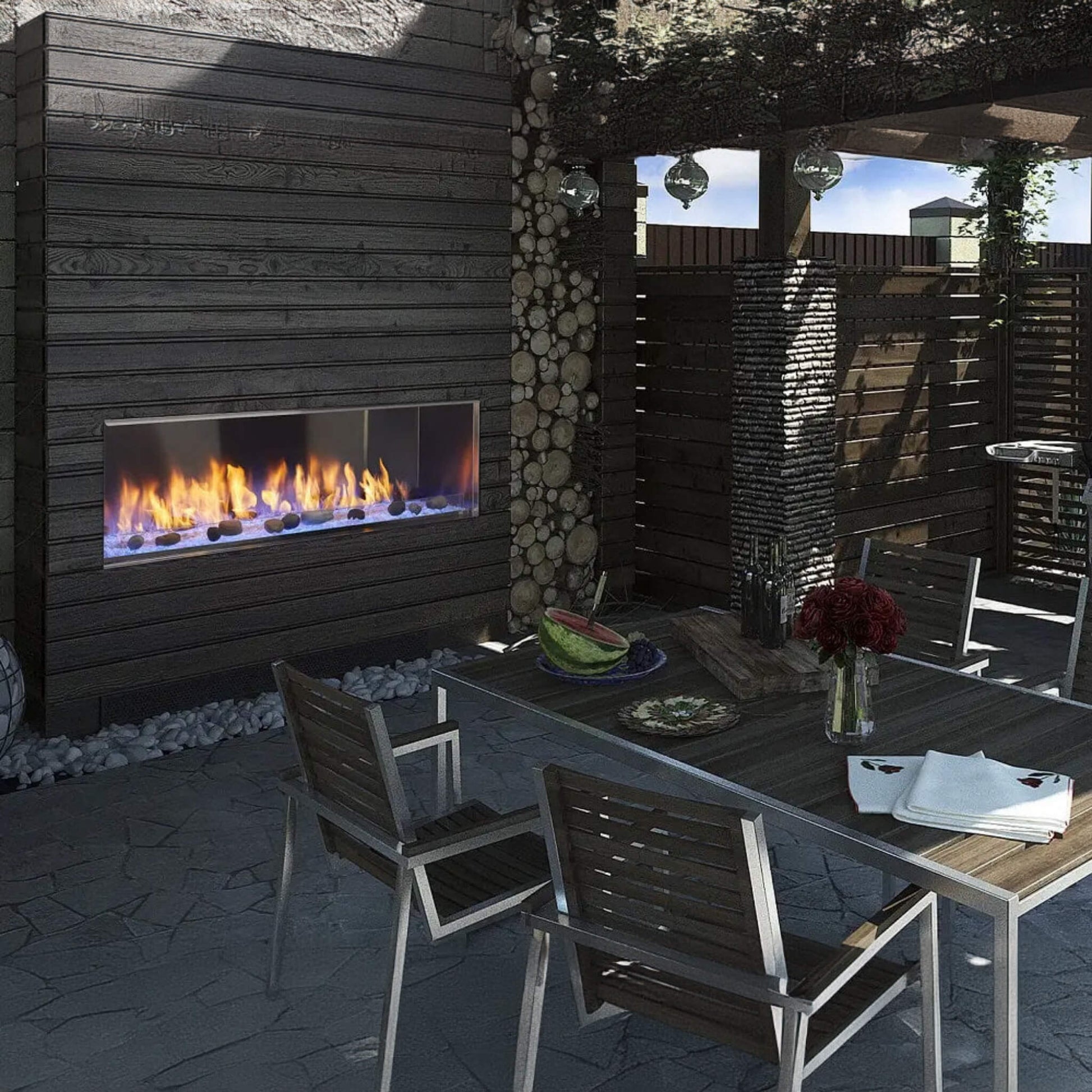Majestic Lanai 48-Inch Single Sided Linear Outdoor Gas Fireplace [ODLANAIG-48] (SAK95127)