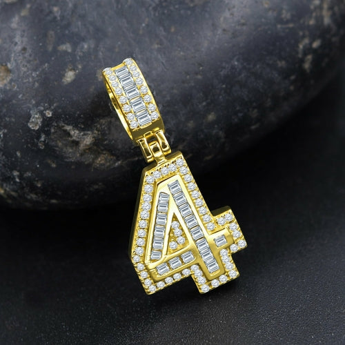 Sterling Silver Number Pendant With Baguette CZ Chain