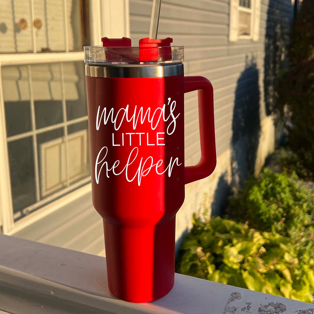 Insulated 40oz Travel Mug With Handle Lid And Straw, Green Option, Mom Gift