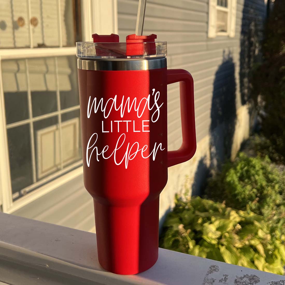 Insulated 40oz Travel Mug With Handle Lid And Straw, Green Option, Mom Gift