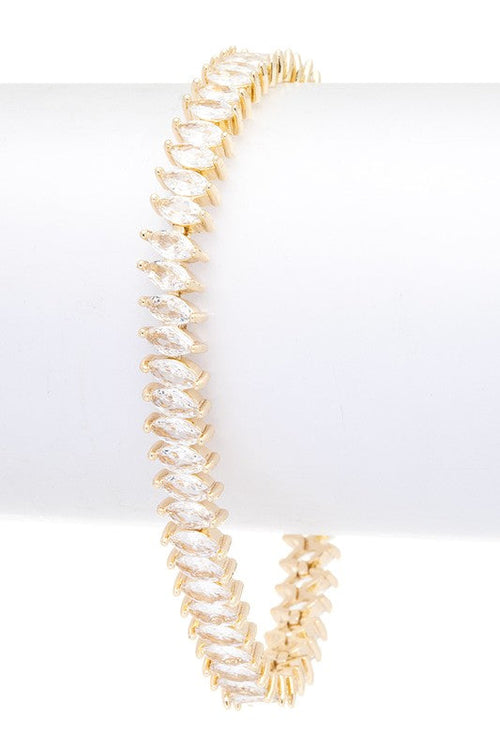 Marquise Cubic Zirconia Bracelet Gold Tennis Chain Elegant