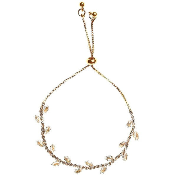 Marquise CZ Wrap Bracelet Gold Plated Adjustable Bridal
