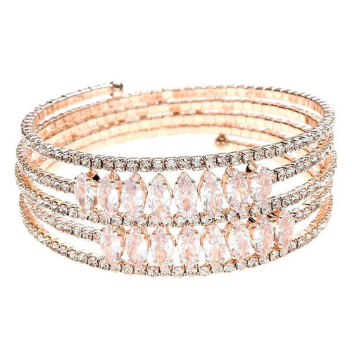 Marquise Rhinestone Crystal Spring Coil Adjustable Bracelet