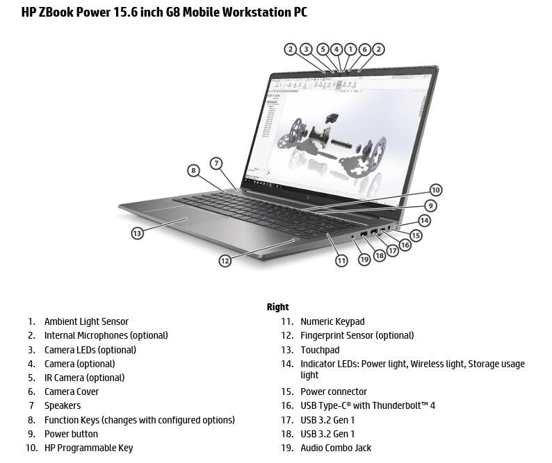 HP ZBook Power G8 (2021) 15.6-inch  Core i7 11th‑Gen 64 GB/2 TB - Win 11 Pro (Refurbished)