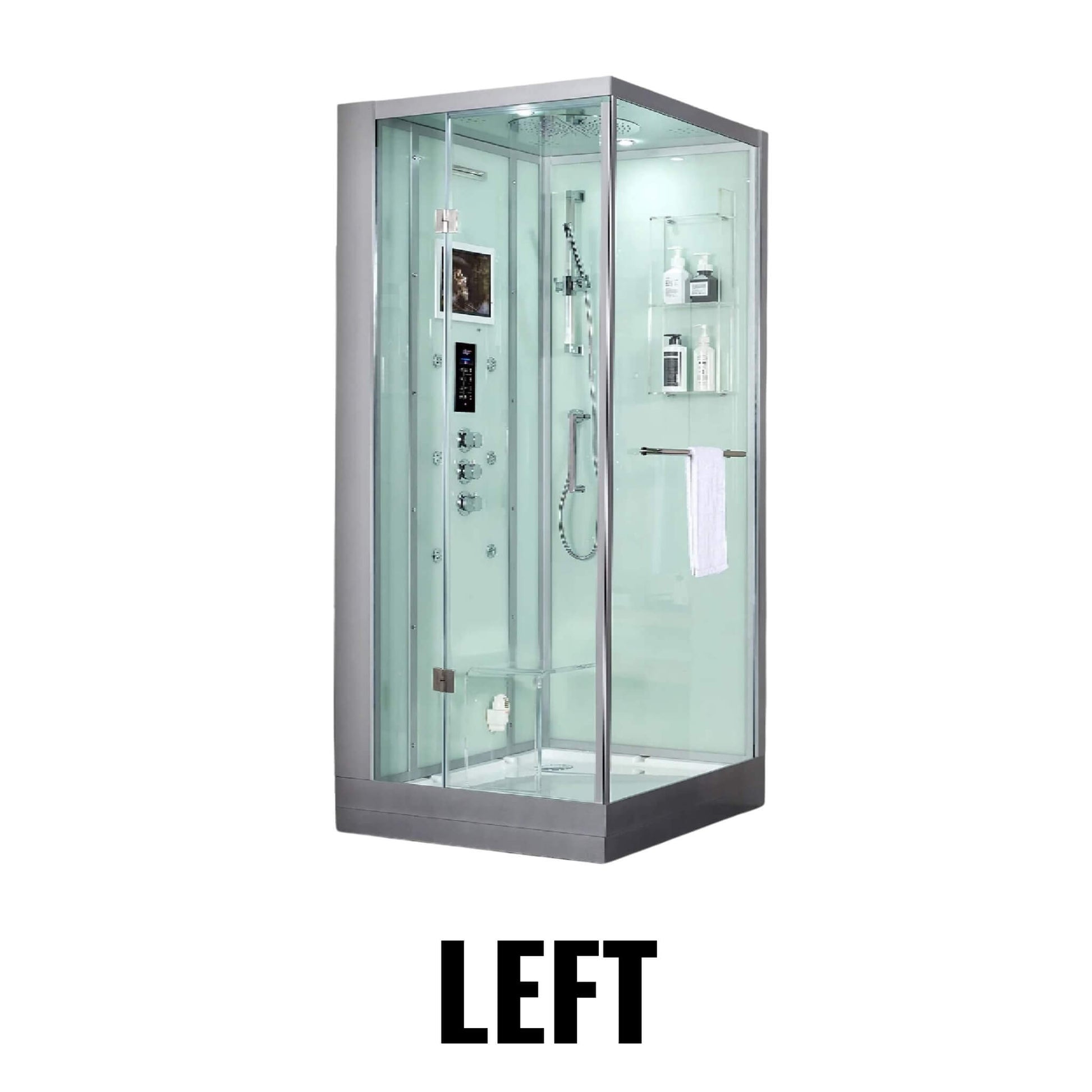 Maya Bath Platinum Arrezo Steam Shower With Rainfall Ceiling Shower (SAK75924)