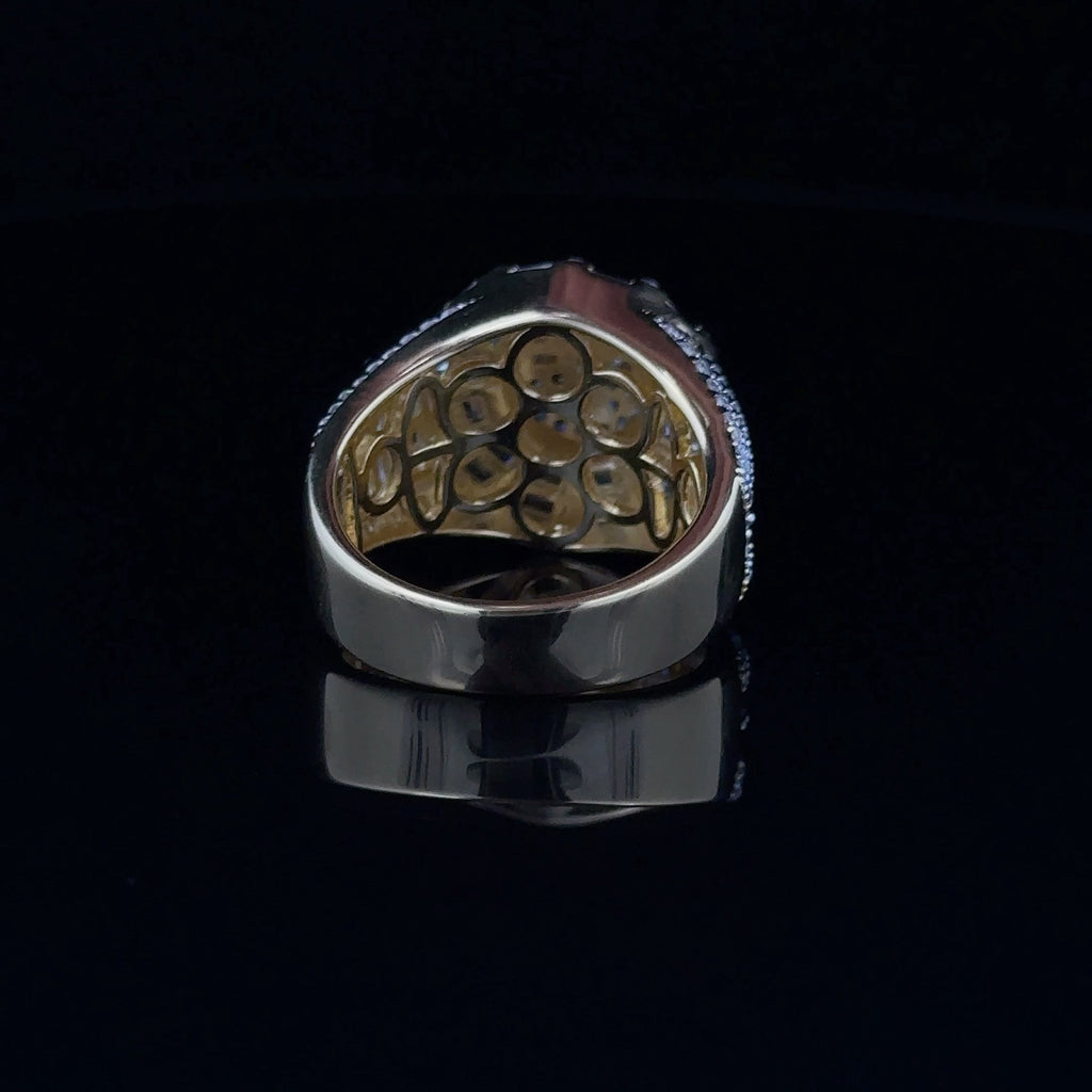 Men's 925 Gold Iced Out Ring Baguette And Round CZ Band