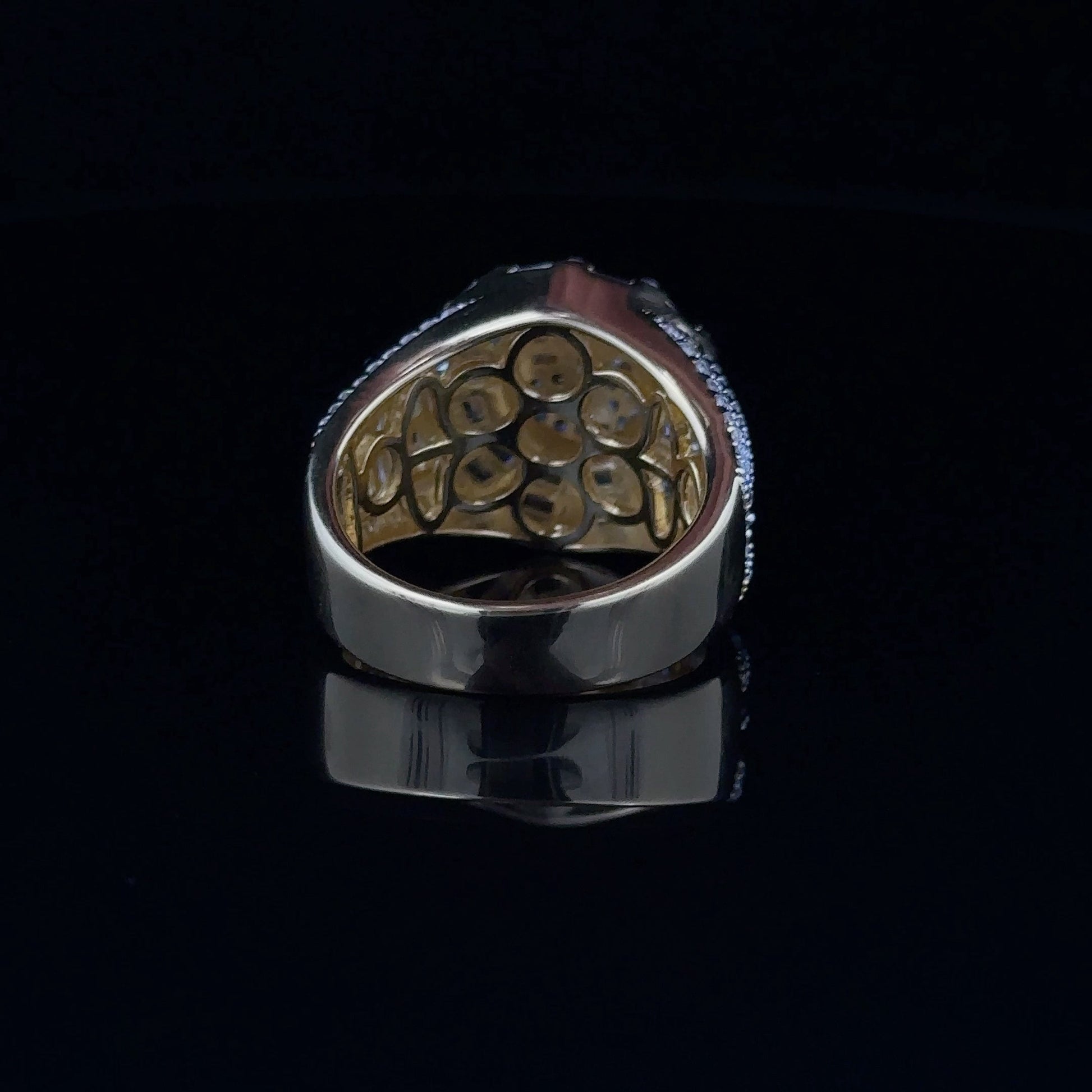 Men's 925 Gold Iced Out Ring Baguette And Round CZ Band