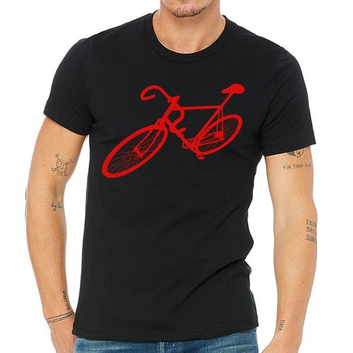 Mens Bike Graphic T Shirt Cotton Cycling Tee Soft Black