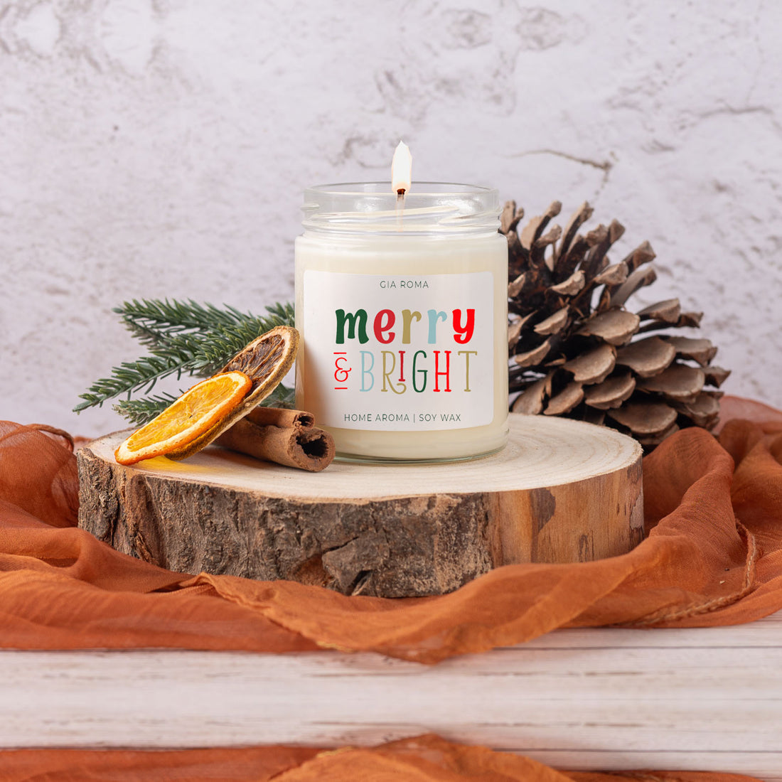Christmas Scented Candle - Orange Eucalyptus Frankincense Clove Cedar 8oz