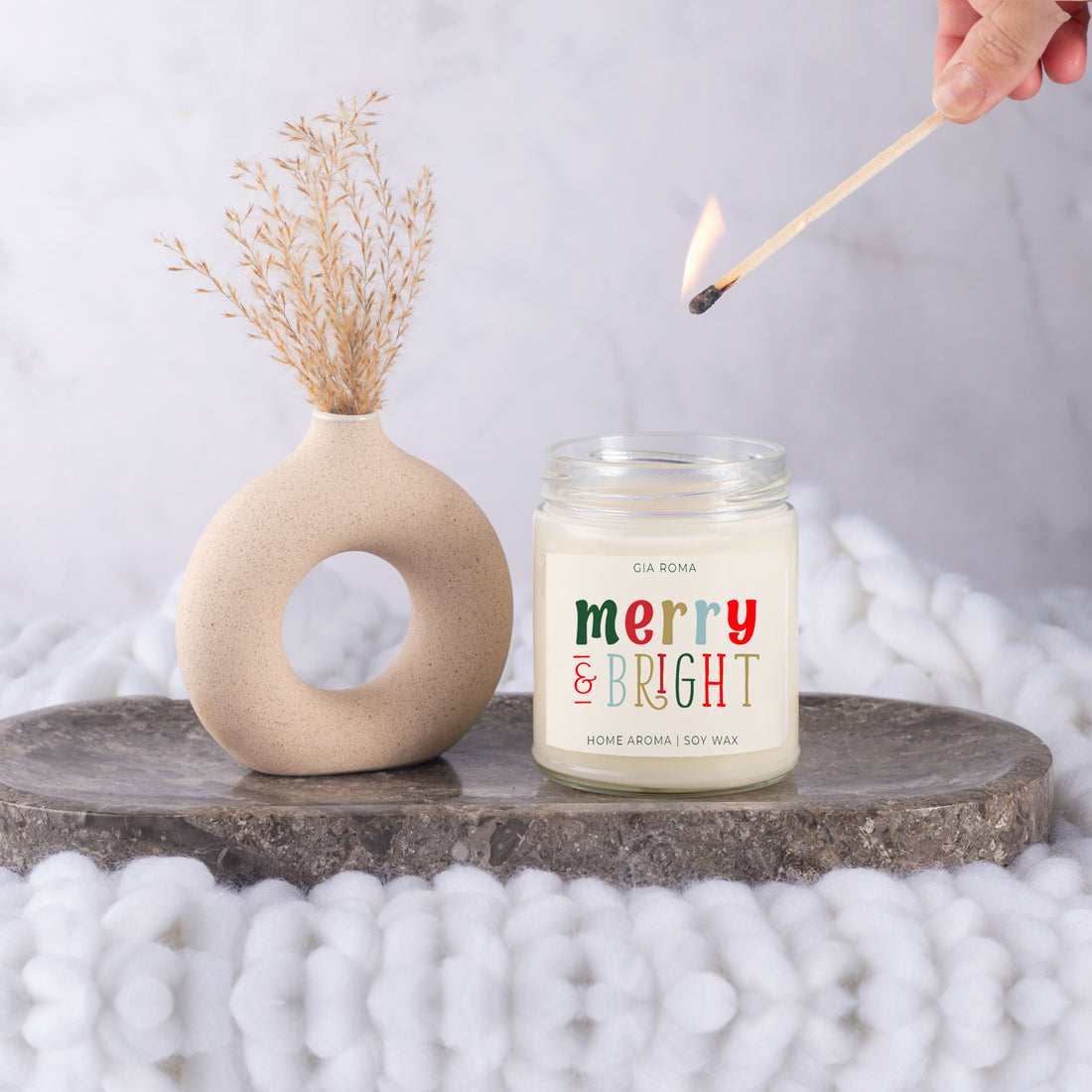 Christmas Scented Candle - Orange Eucalyptus Frankincense Clove Cedar 8oz