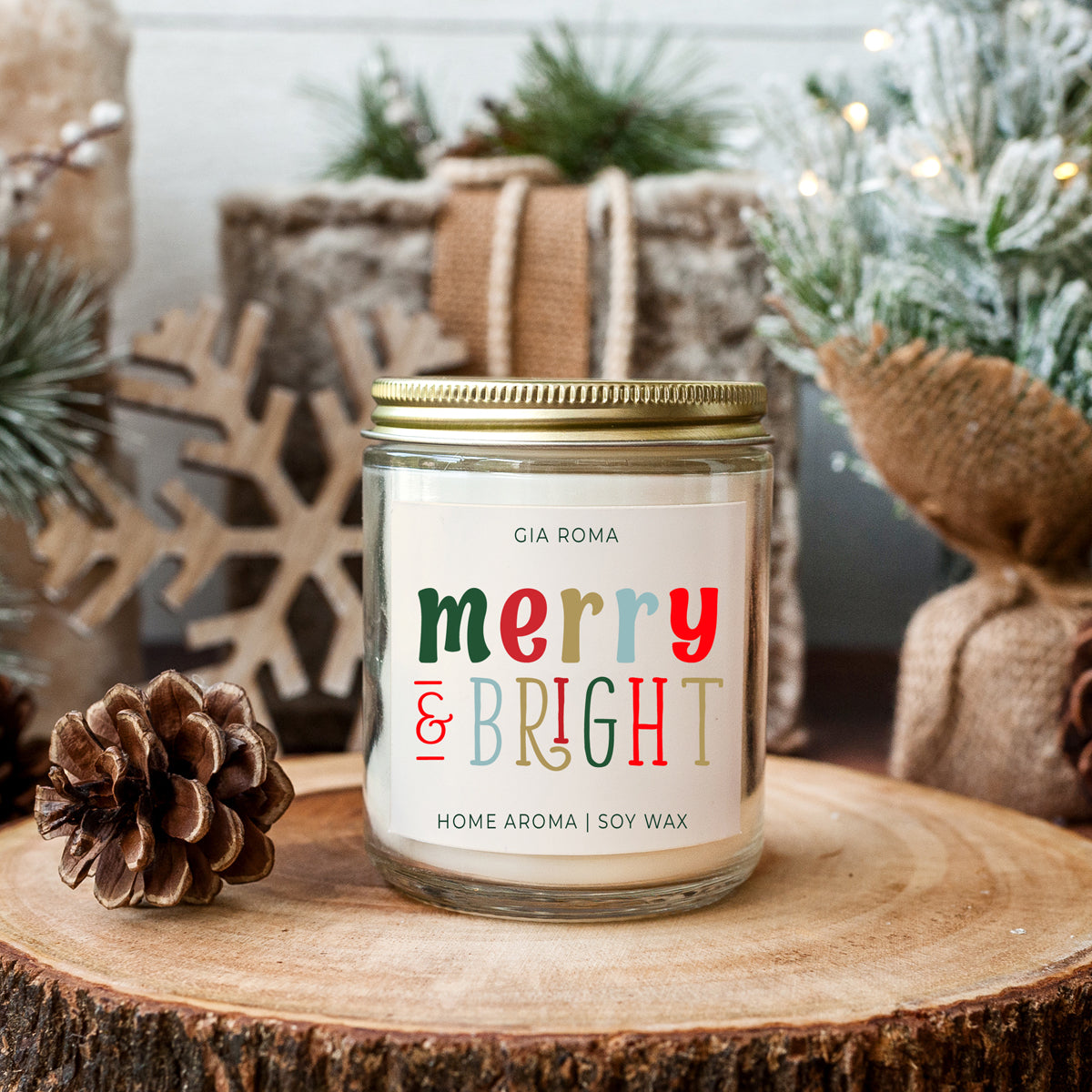 Christmas Scented Candle - Orange Eucalyptus Frankincense Clove Cedar 8oz