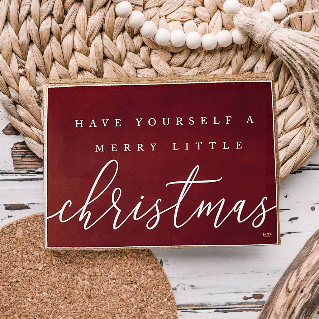Christmas Wooden Block Sign 6x4x1 Red Have Yourself A Merry Little Christmas