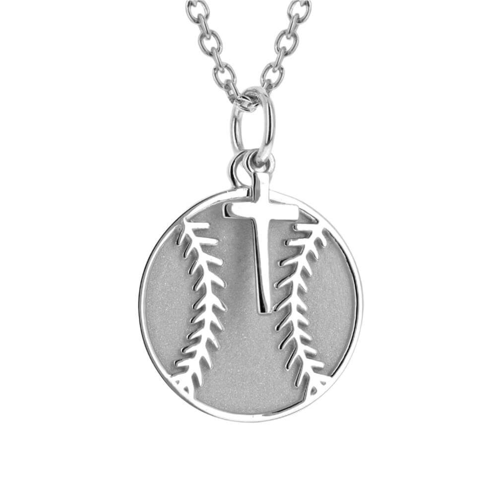 Softball Necklace w/ Dangle Cross