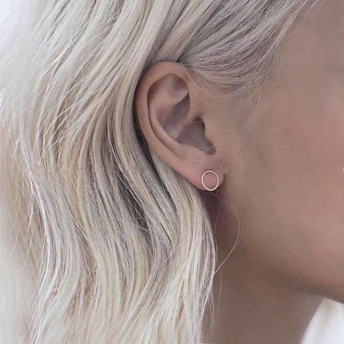 Minimal Gold Circle Stud Earrings Hypoallergenic Sterling