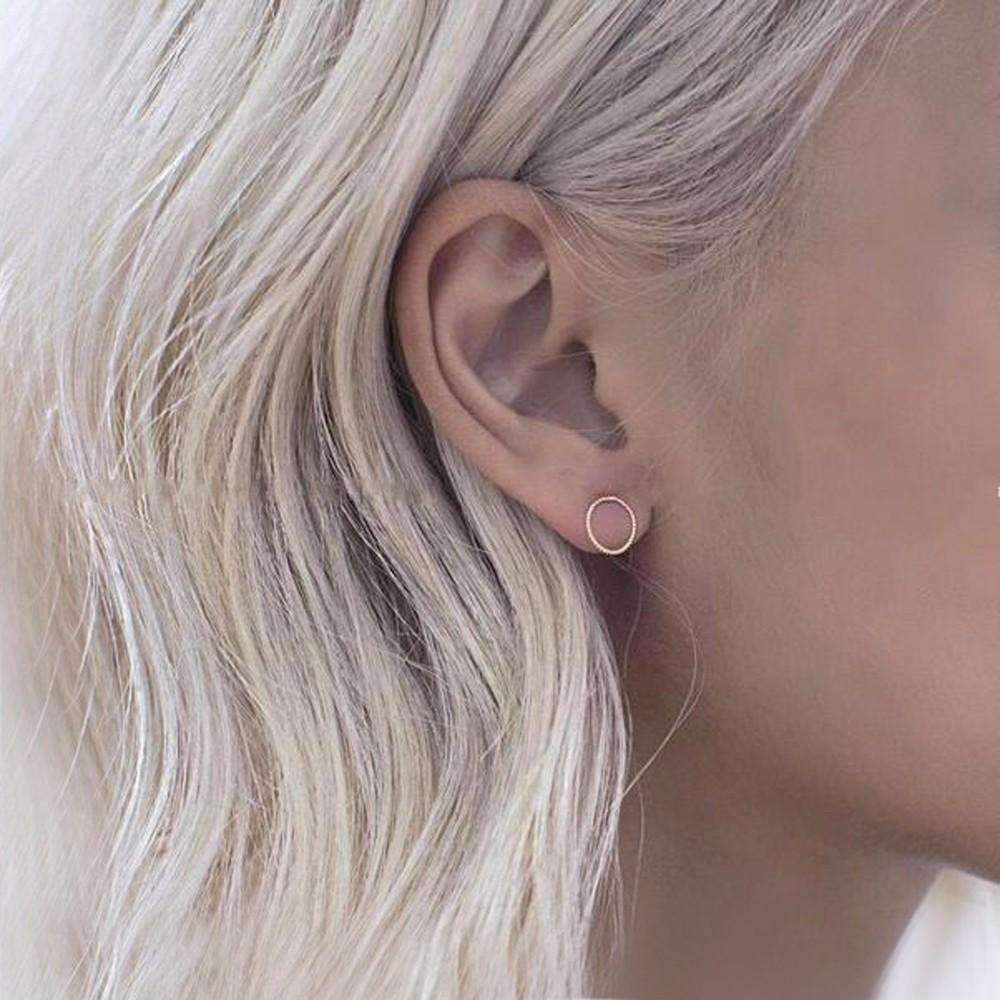 Minimal Gold Circle Stud Earrings Hypoallergenic Sterling