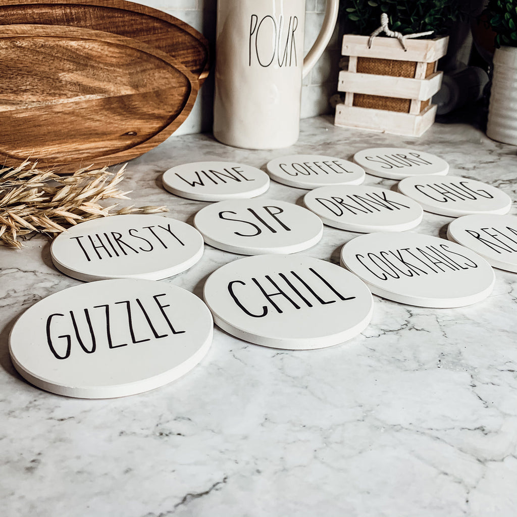 Minimalist Coasters Set - Modern Absorbent Drink Coasters for Home Decor