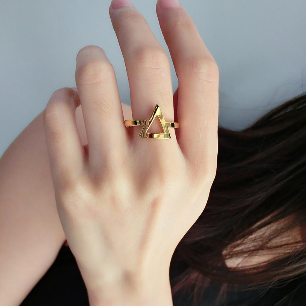 Minimalist Gold Triangle Ring For Women Adjustable Band