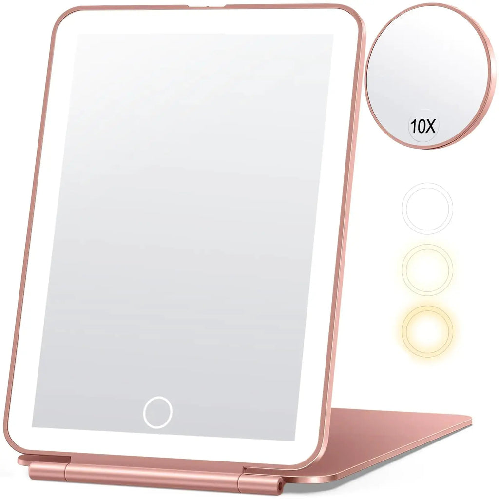 miroposs Rechargeable Travel Makeup Mirror | Vanity Mirror with 80LEDs, Portable Ultra Slim Lighted Makeup Mirror