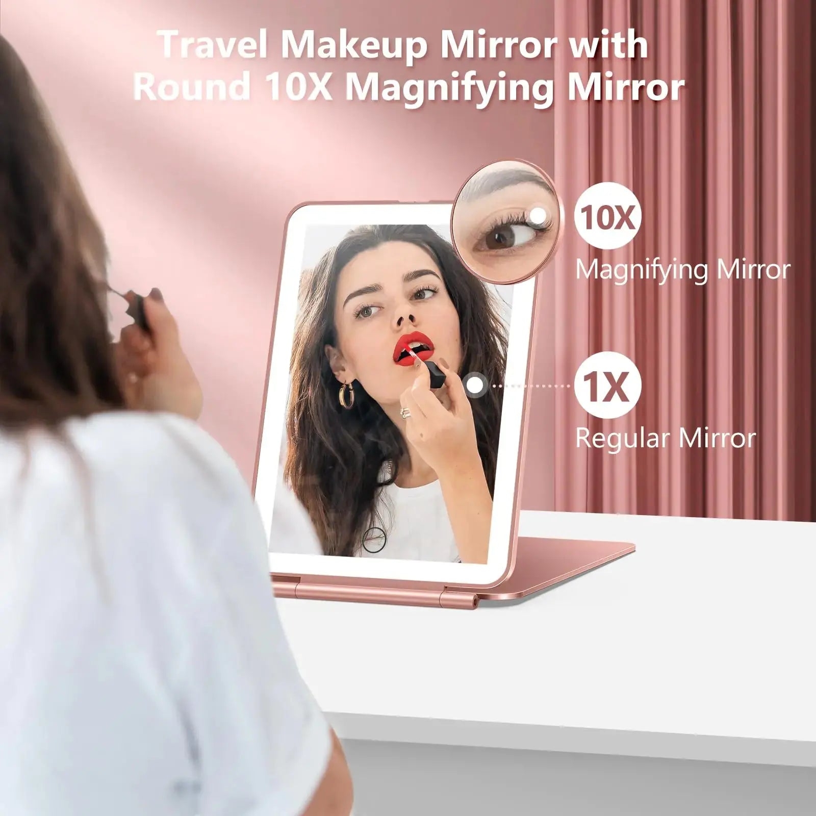 miroposs Rechargeable Travel Makeup Mirror | Vanity Mirror with 80LEDs, Portable Ultra Slim Lighted Makeup Mirror