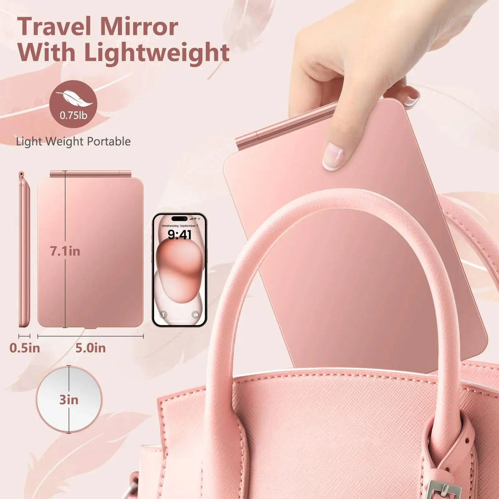 miroposs Rechargeable Travel Makeup Mirror | Vanity Mirror with 80LEDs, Portable Ultra Slim Lighted Makeup Mirror