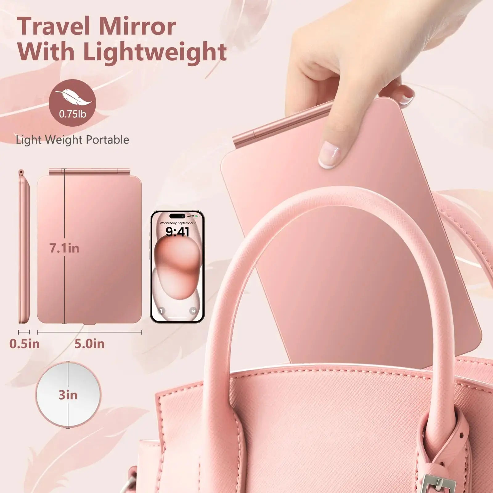miroposs Rechargeable Travel Makeup Mirror | Vanity Mirror with 80LEDs, Portable Ultra Slim Lighted Makeup Mirror