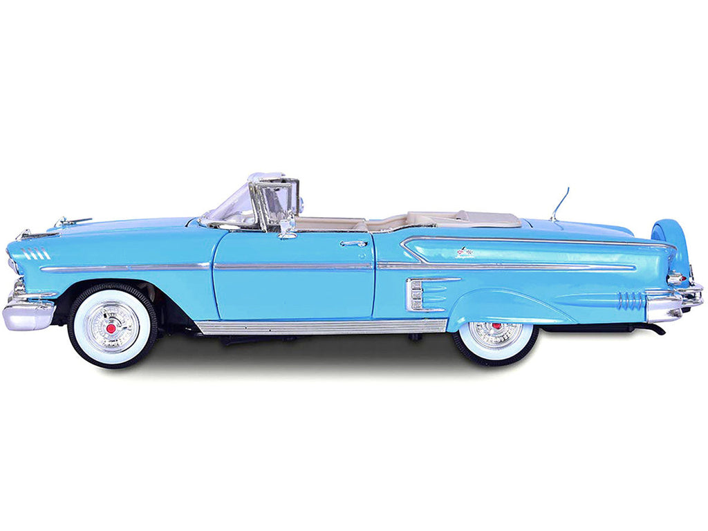 1958 Chevrolet Impala Convertible Light Blue "Timeless Classics" 1/18 Diecast Model Car by Motormax