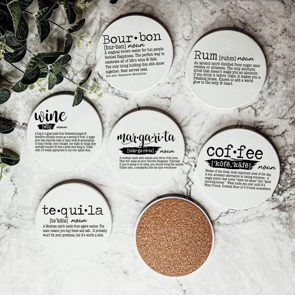 Funny Drink Definition Coasters Set Dictionary Quote Coasters For Bar And Countertop Decor