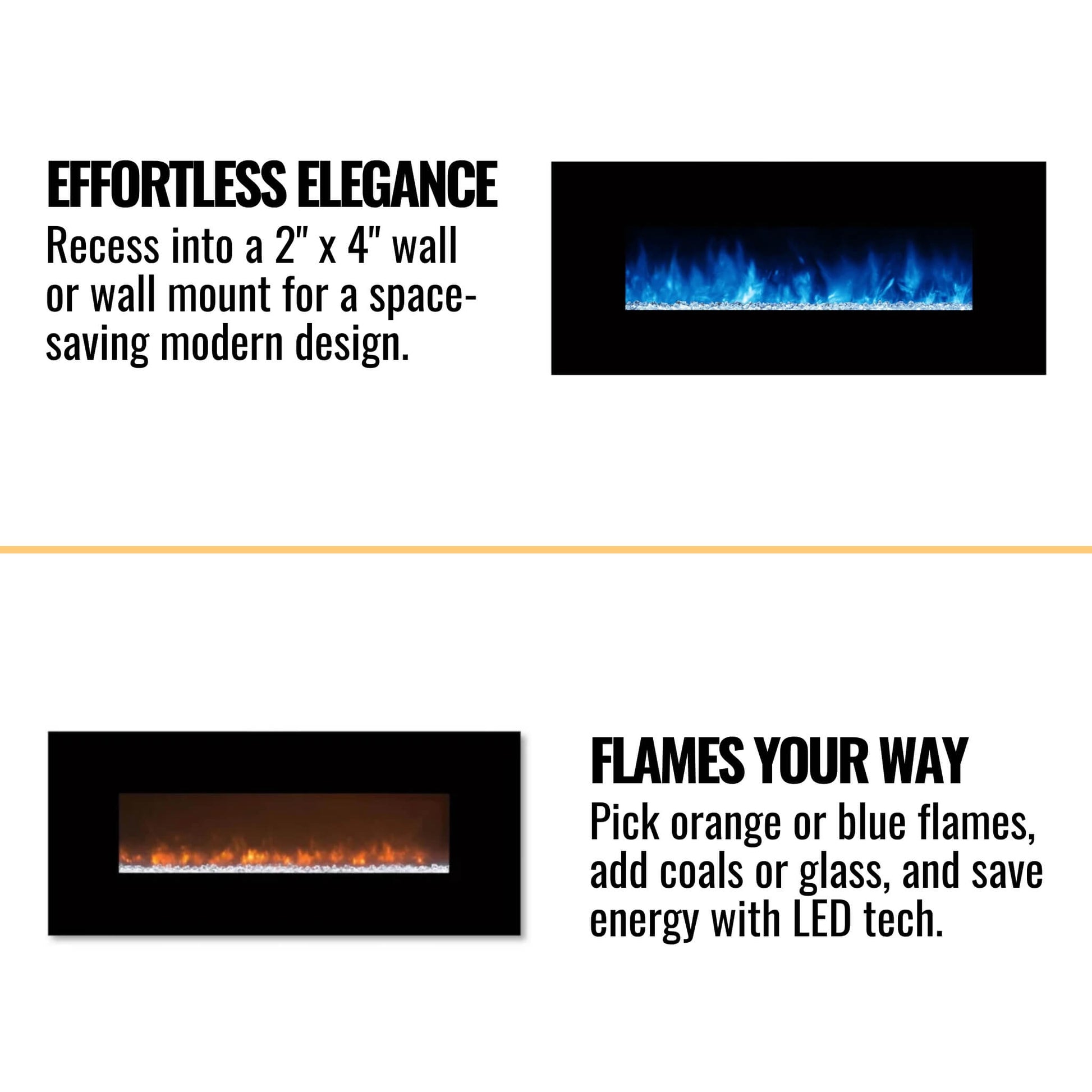 Modern Flames Ambiance 60-Inch Built-In Electric Fireplace With LED Flame Technology [AL60CLX2-G] (SAK12890)
