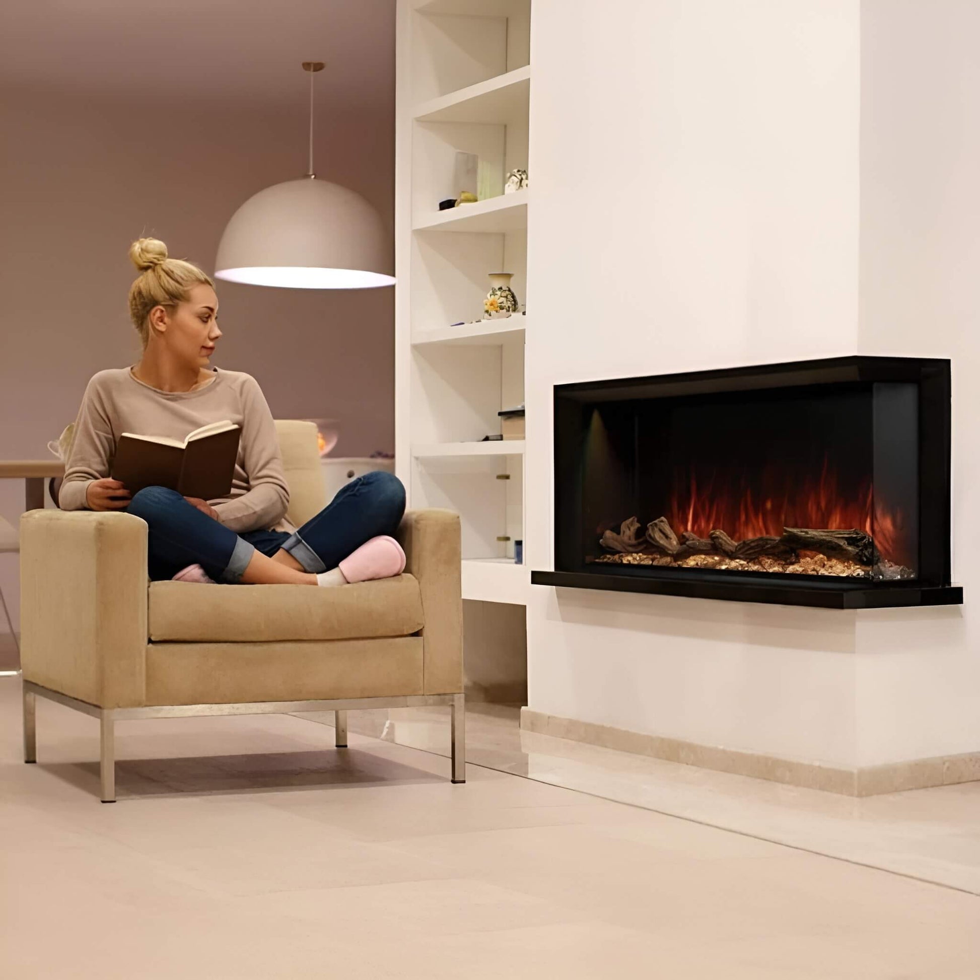Modern Flames Landscape Pro Multi 56-Inch Linear Multi-Sided Electric Fireplace With Hybrid Flame Technology [LPM-5616V2] (SAK67390)