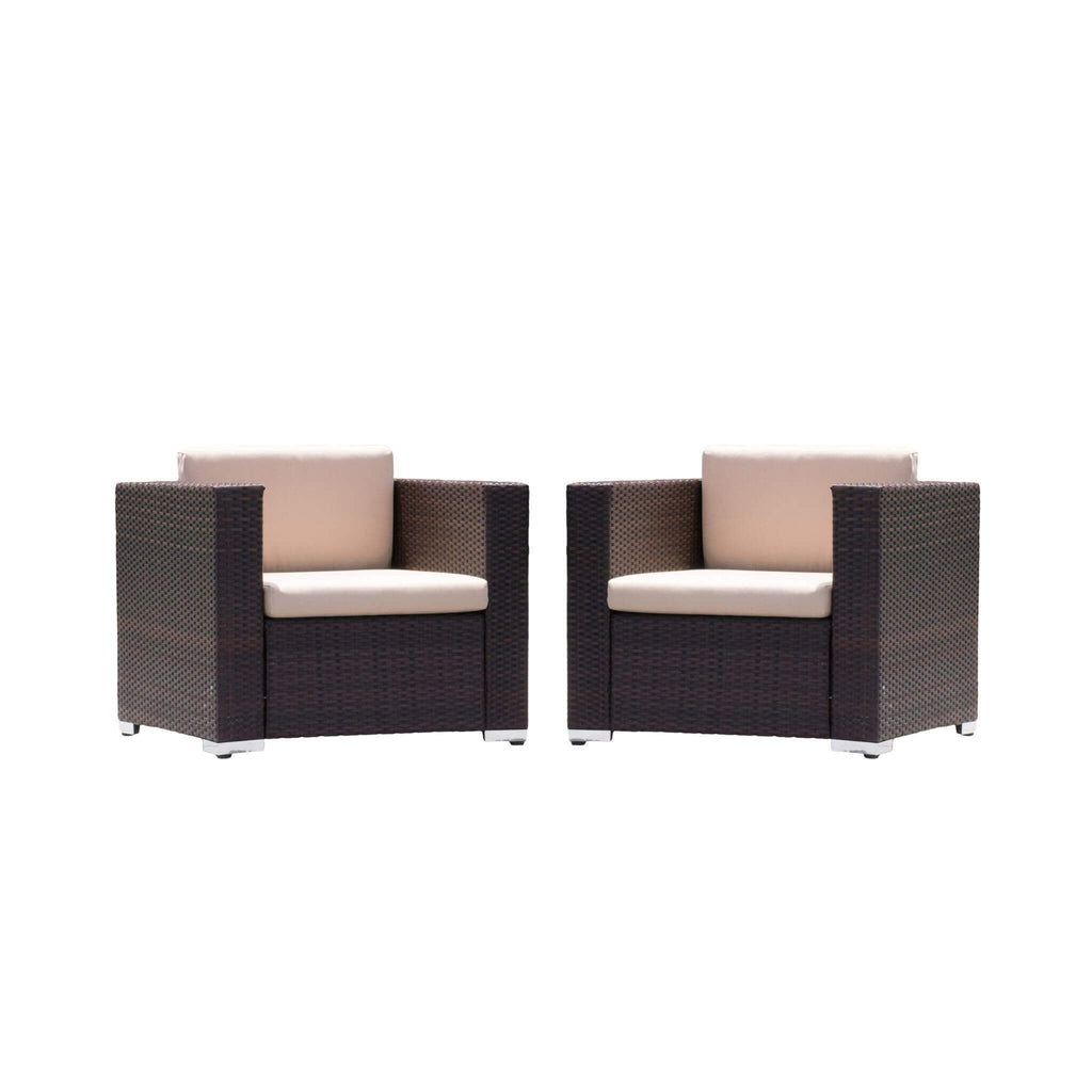 Alora Modern Rattan Outdoor Water-Resistant Wicker Patio Chairs With Cushions [Set Of 2 PCS] (SAK76544)