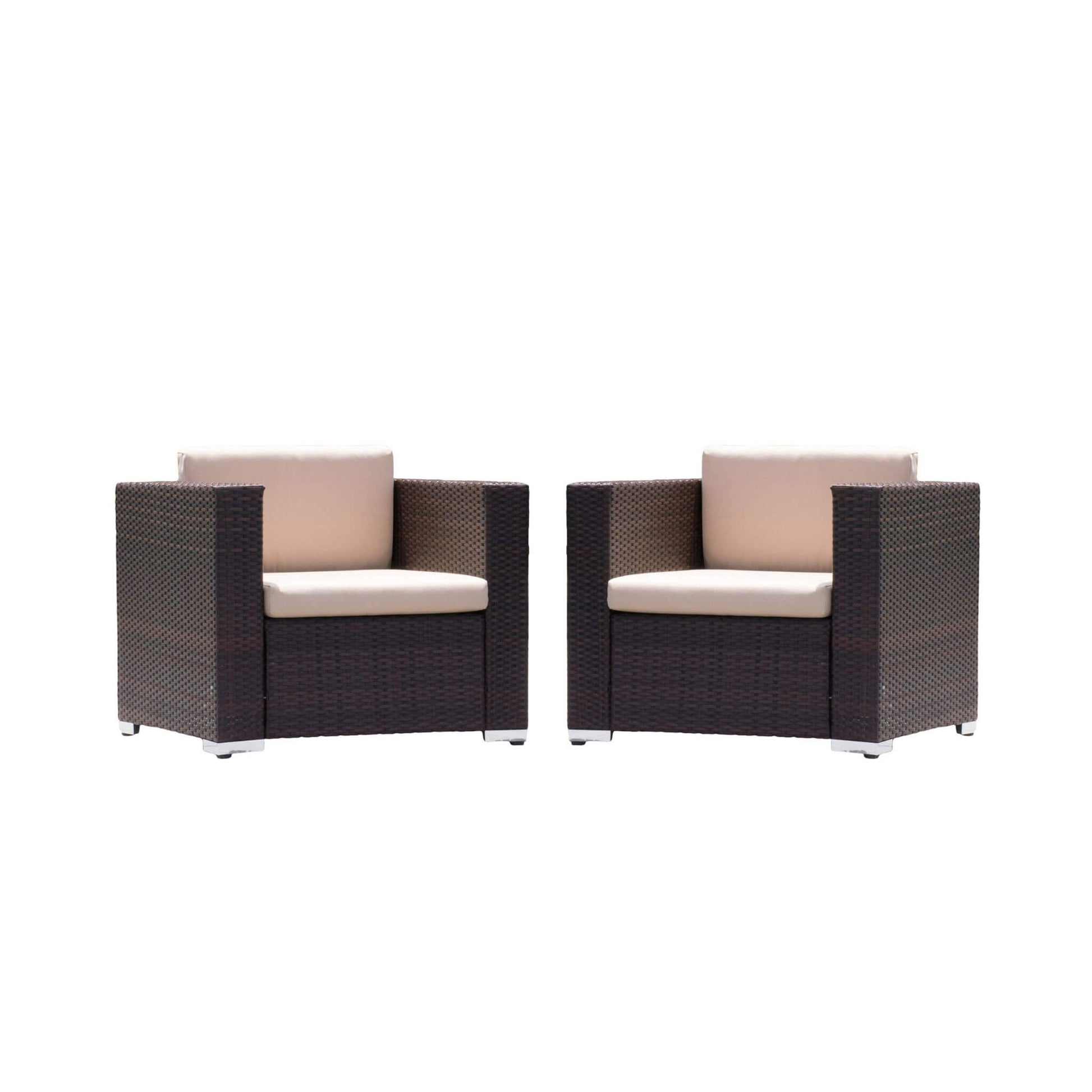 Alora Modern Rattan Outdoor Water-Resistant Wicker Patio Chairs With Cushions [Set Of 2 PCS] (SAK76544)
