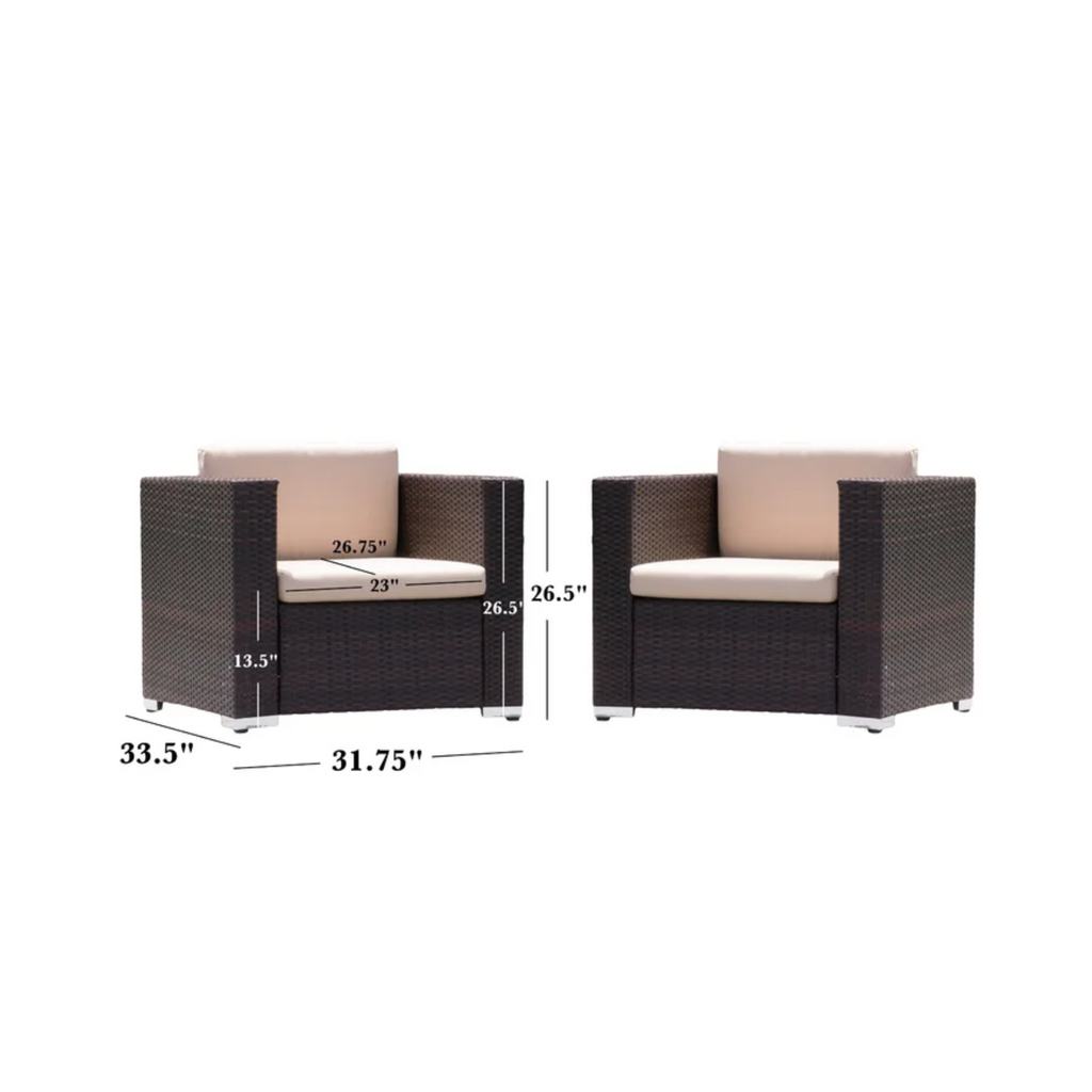 Alora Modern Rattan Outdoor Water-Resistant Wicker Patio Chairs With Cushions [Set Of 2 PCS] (SAK76544)