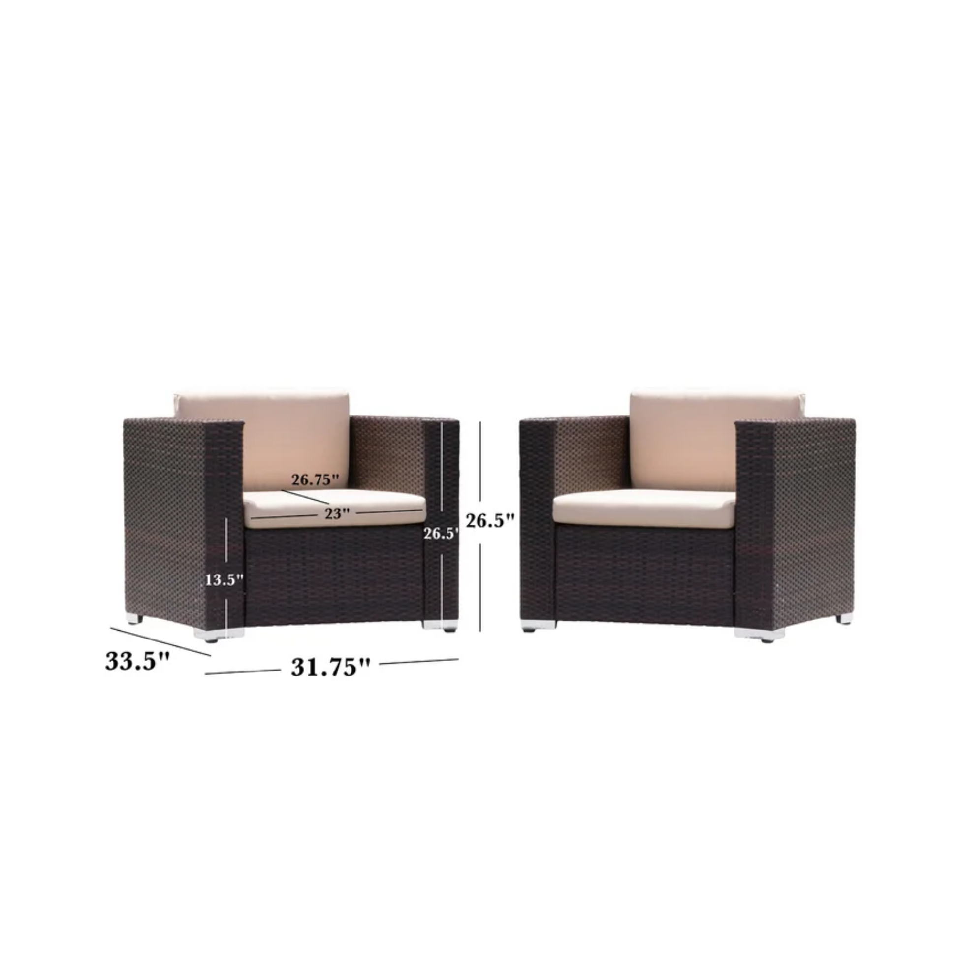 Alora Modern Rattan Outdoor Water-Resistant Wicker Patio Chairs With Cushions [Set Of 2 PCS] (SAK76544)