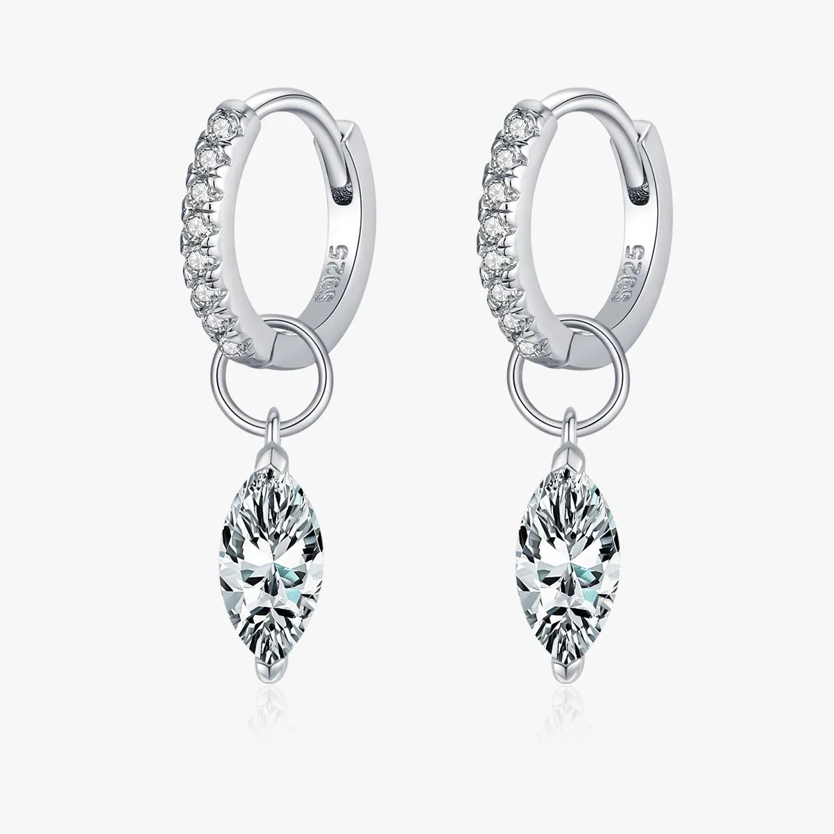 Moissanite 925 Sterling Silver Geometric Hoop Earrings For Women Fine Jewelry