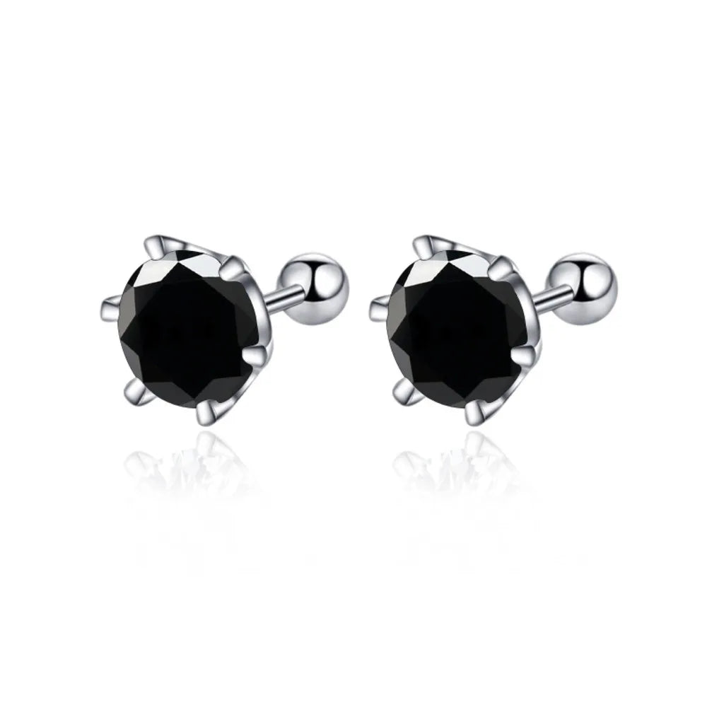 Moissanite Screw Stud Earrings 0.2-2CT D Color 925 Sterling Silver 6 Prong