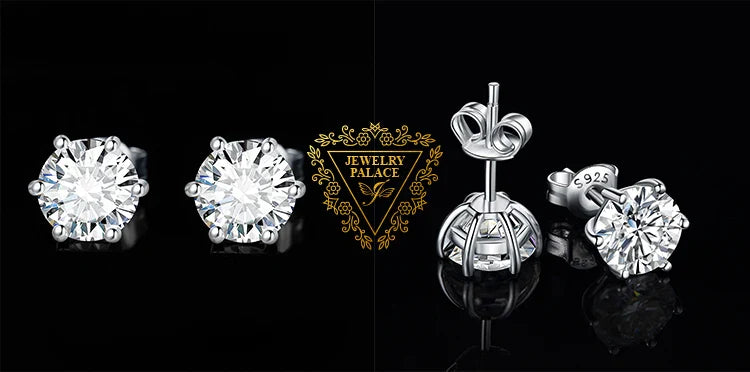 Moissanite D Color Round Solitaire Stud Earrings 0.6-6ct Sterling Silver