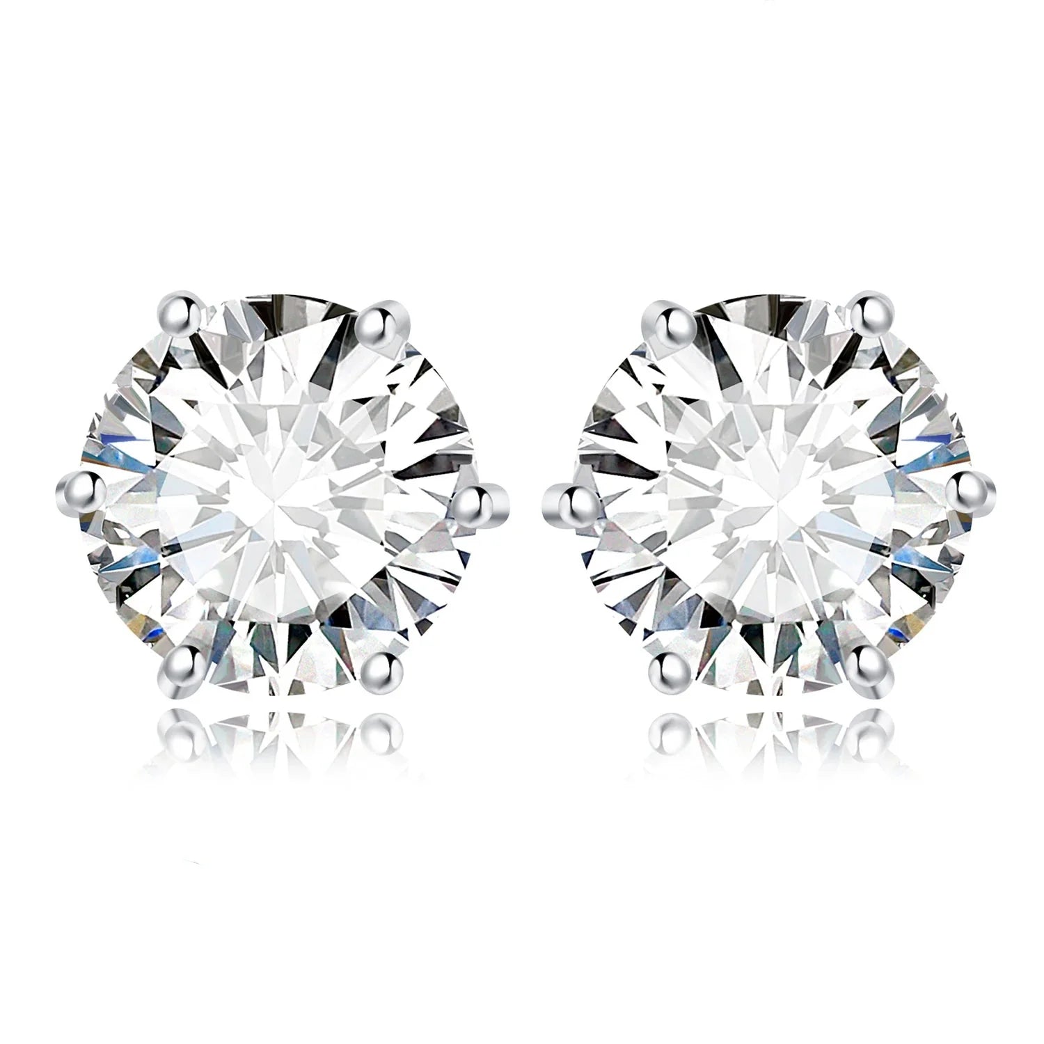 Moissanite D Color Round Solitaire Stud Earrings 0.6-6ct Sterling Silver