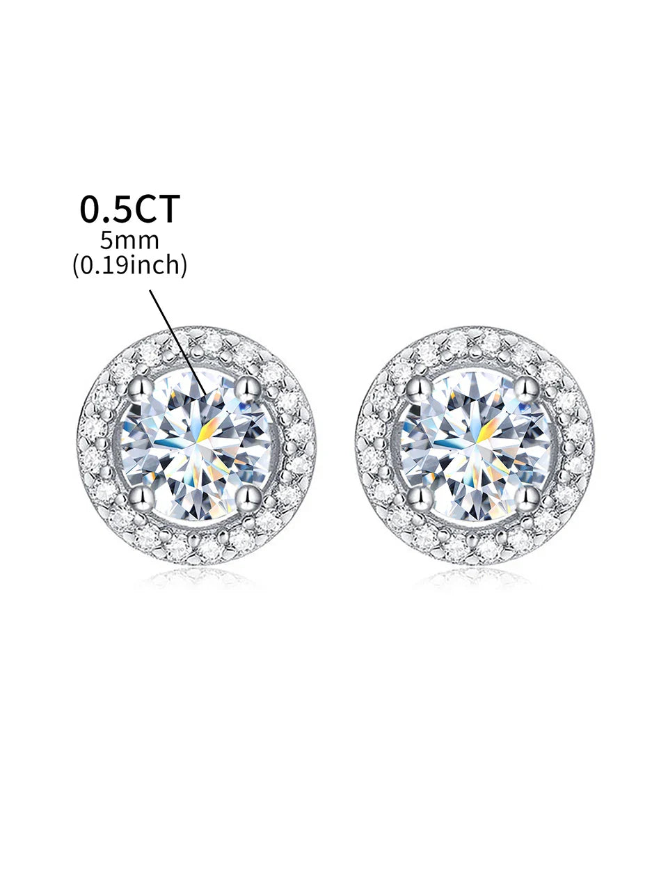 Moissanite Diamond Stud Earrings 925 Sterling Silver Round Halo Wedding Jewelry