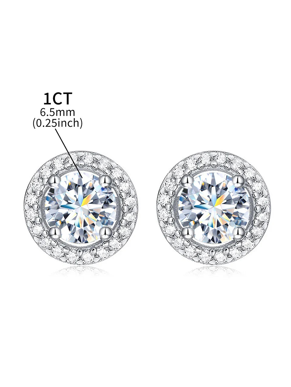 Moissanite Diamond Stud Earrings 925 Sterling Silver Round Halo Wedding Jewelry