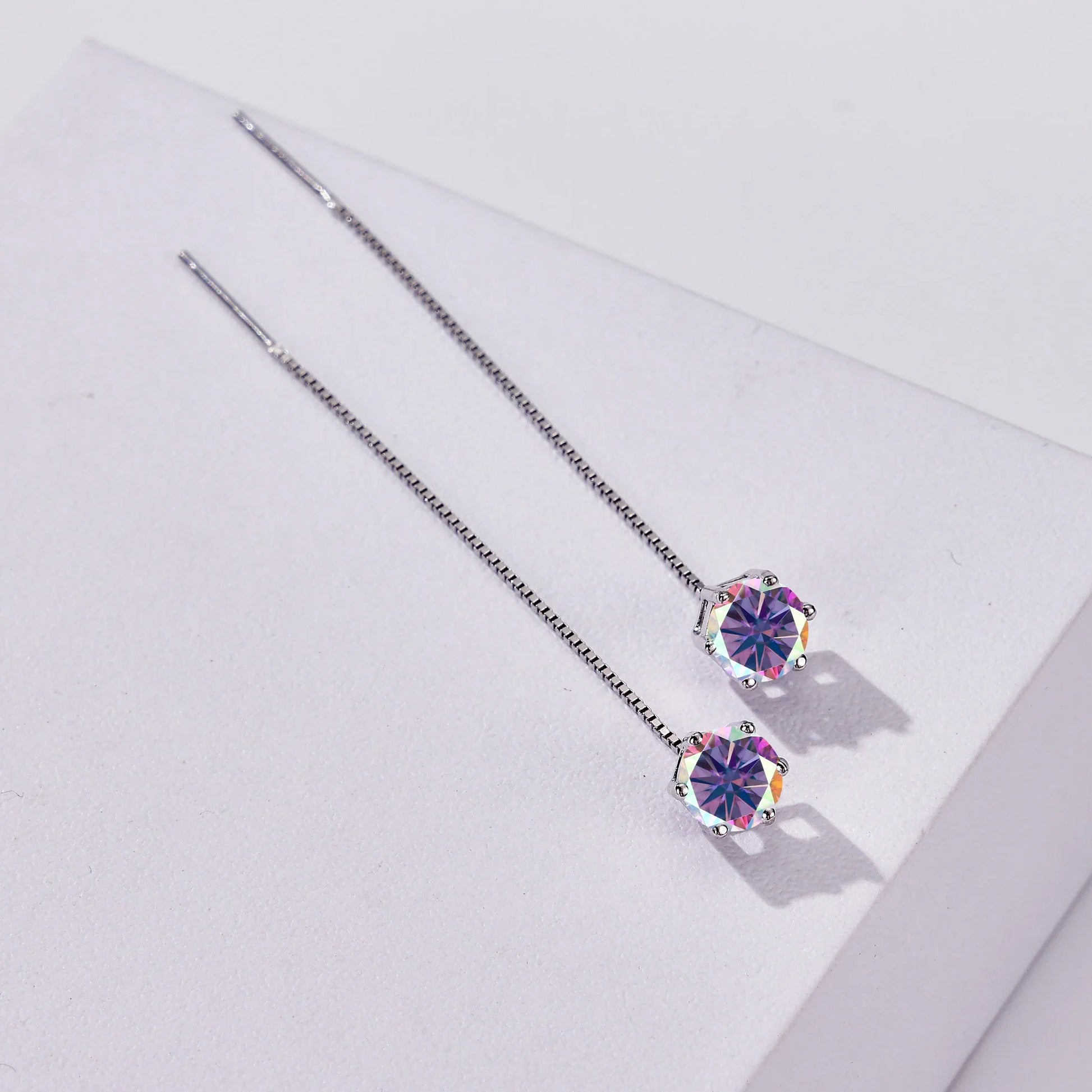 Moissanite Drop Earrings 5-6.5mm Sterling 925 Silver Solitaire Dangle Gift