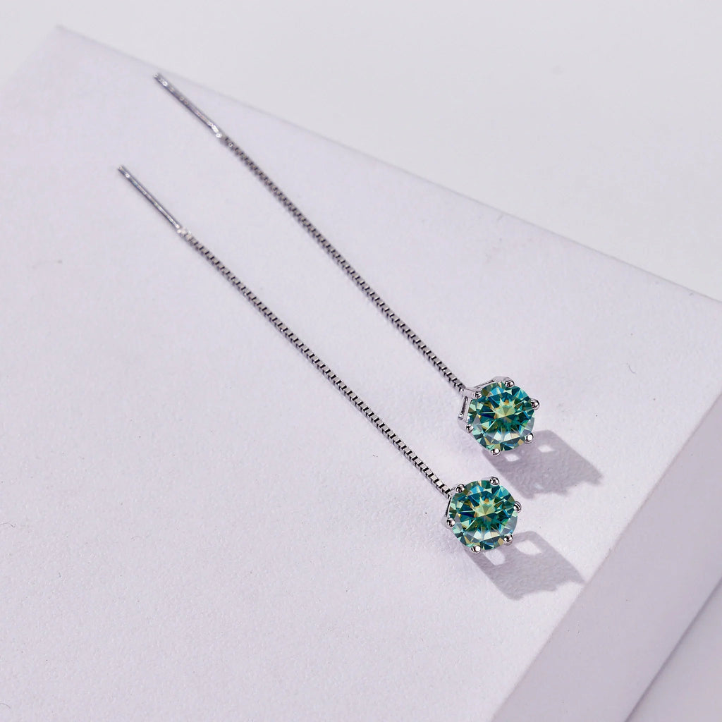 Moissanite Drop Earrings 5-6.5mm Sterling 925 Silver Solitaire Dangle Gift