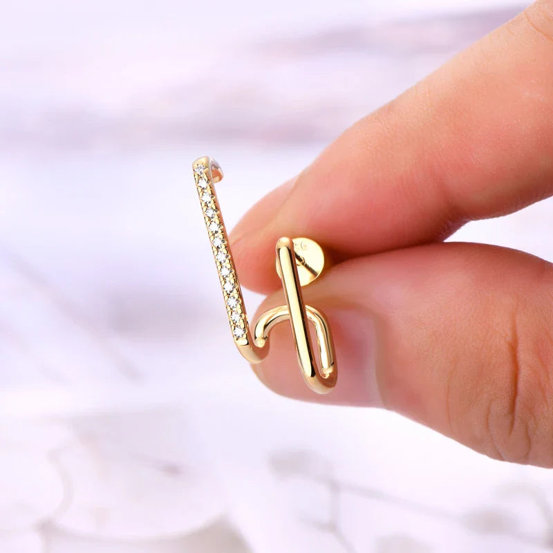 Moissanite Geometric Stud Earrings 925 Sterling Silver Push Back Gift For Women